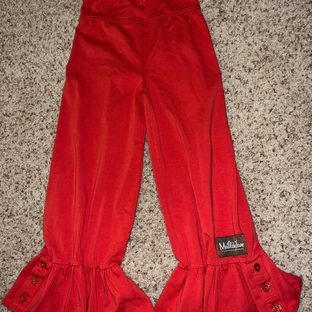 Matilda Jane Red-Orange flare ruffle Kids pants